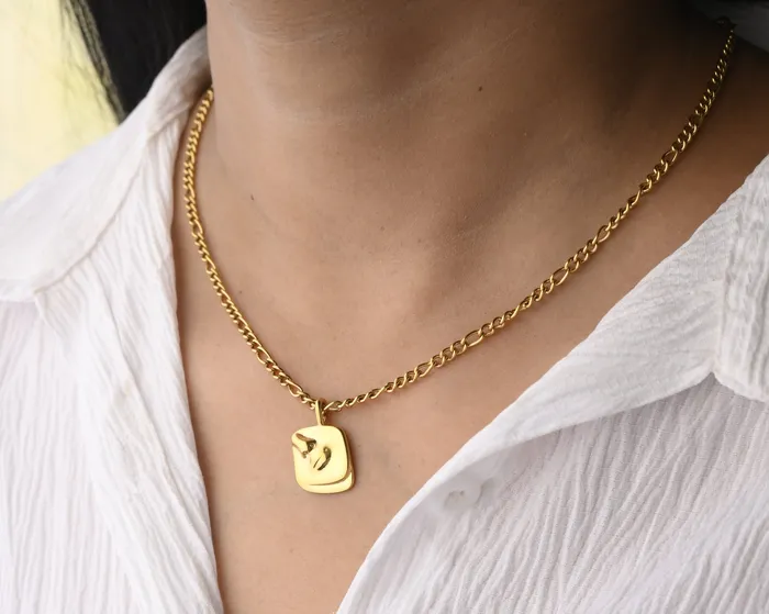Necklaces 18K GoldFilled Female Face Pendant Necklace Jewelvers