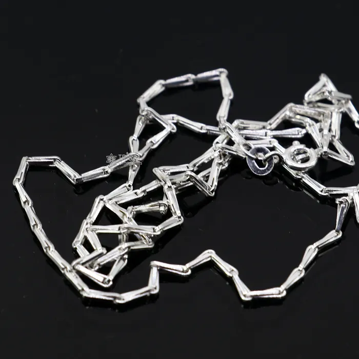 Necklaces 24 inches 15mm handmade unique chain 925 sterling silver chain plain bright silver trendy style boys girls chain ch595 TRIBAL ORNAMENTS Necklaces 24 inches 15mm handmade unique chain 925 sterling silver chain plain bright silver trendy style boys girls chain ch595 TRIBAL ORNAMENTS