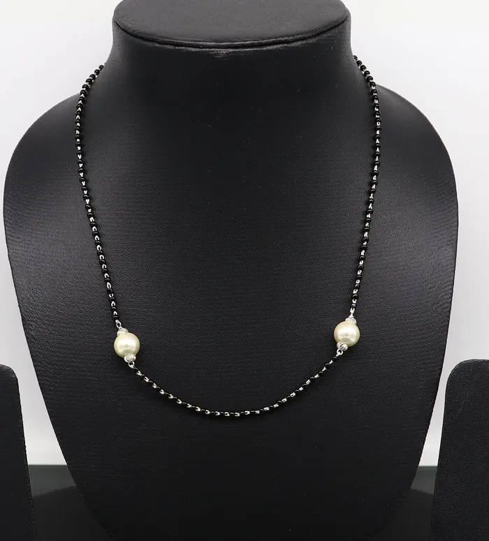 Necklaces 925 sterling silver black beads chain necklace vintage stylish fancy necklace traditional style brides Mangalsutra necklace India set218 TRIBAL ORNAMENTS