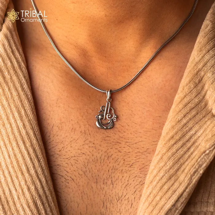 Necklaces 925 sterling silver handmade stylish design small shrishree pendant best gifting jewelry religious pendant custom jewelry ssp1714 TRIBAL ORNAMENTS
