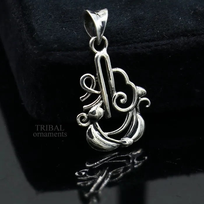 Necklaces 925 sterling silver handmade stylish design small shrishree pendant best gifting jewelry religious pendant custom jewelry ssp1714 TRIBAL ORNAMENTS
