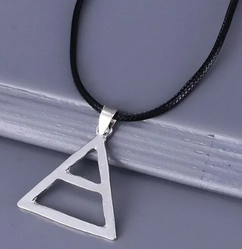 Necklaces alice AZ200 Silver Triangle on Leather Cord Necklace with FREE EARRINGS Necklaces alice AZ200 Silver Triangle on Leather Cord Necklace with FREE EARRINGS