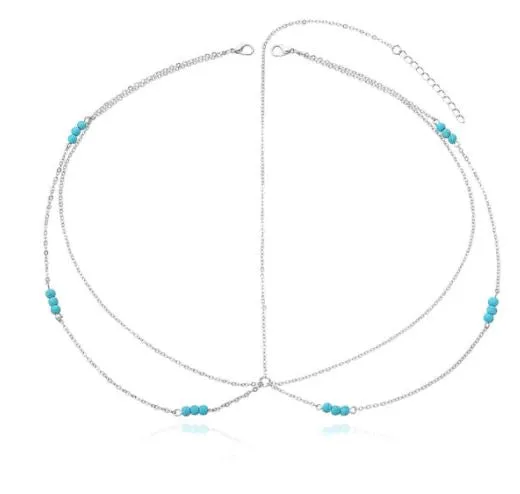 Necklaces alice H265 Silver Turquoise Bead Headdress