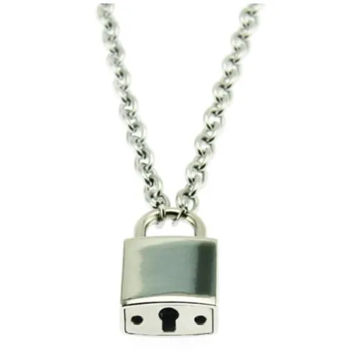 Necklaces alice N1162 Silver Padlock Key Chain Necklace with FREE EARRINGS