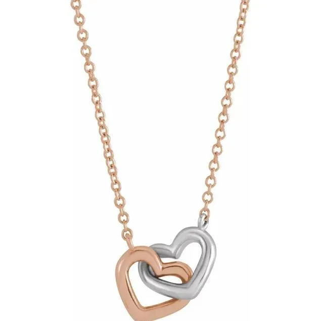Necklaces Fire Brilliance Interlocking Heart 16 Necklace