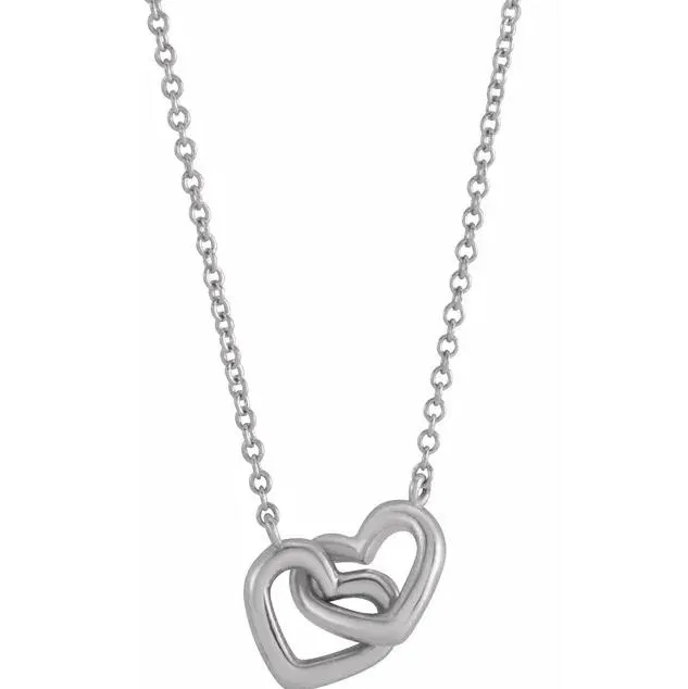 Necklaces Fire Brilliance Interlocking Heart 16 Necklace