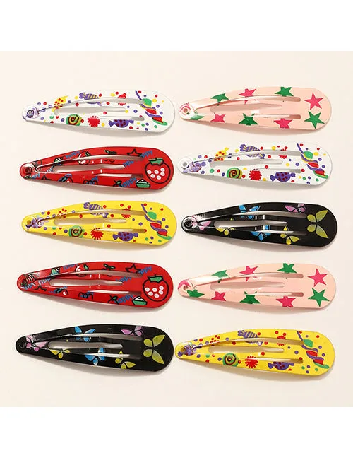 Necklaces L270 Assorted Printed Hair Clips Pack of 10 02