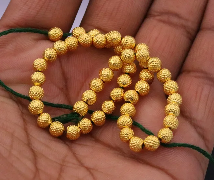 Necklaces Lot of 50 pieces Vintage handmade 20kt yellow gold beads ball for excellent jewelry making idea tribal rajasthani beads TRIBAL ORNAMENTS