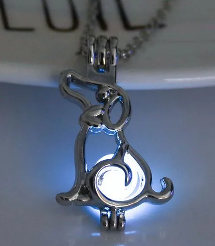 Necklaces N1688 Silver Glow in the Dark Dog Necklace with FREE EARRINGS 02