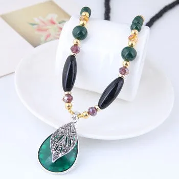Necklaces N2116 Emerald green with Silver Necklace 02