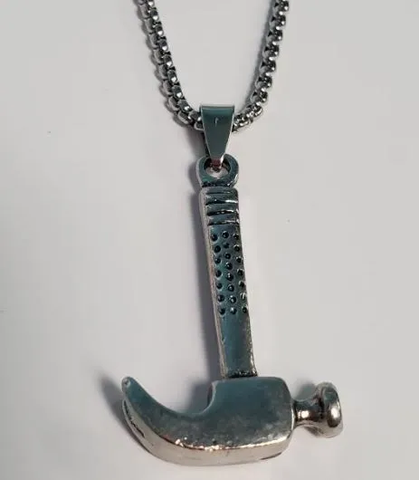 Necklaces N447 Silver Hammer Pendant Necklace POLLY