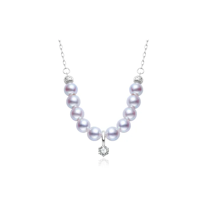 Necklaces Pearly Lustre 18K Solid Gold Silver Blue Akoya Pearl Necklace KN00223 Necklaces Pearly Lustre 18K Solid Gold Silver Blue Akoya Pearl Necklace KN00223
