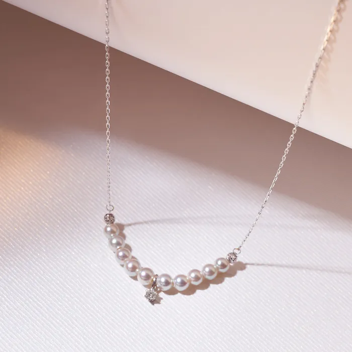 Necklaces Pearly Lustre 18K Solid Gold Silver Blue Akoya Pearl Necklace KN00223