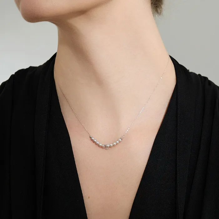 Necklaces Pearly Lustre 18K Solid Gold Silver Blue Akoya Pearl Necklace KN00223