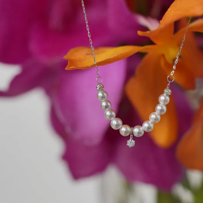 Necklaces Pearly Lustre 18K Solid Gold Silver Blue Akoya Pearl Necklace KN00223