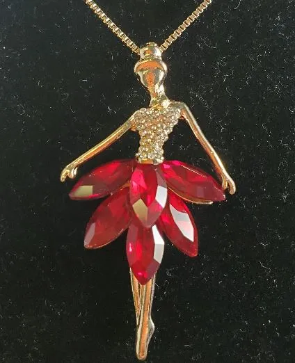 Necklaces polly AZ164 Rose Gold Red Gemstone Ballerina Necklace with FREE Earrings Necklaces polly AZ164 Rose Gold Red Gemstone Ballerina Necklace with FREE Earrings