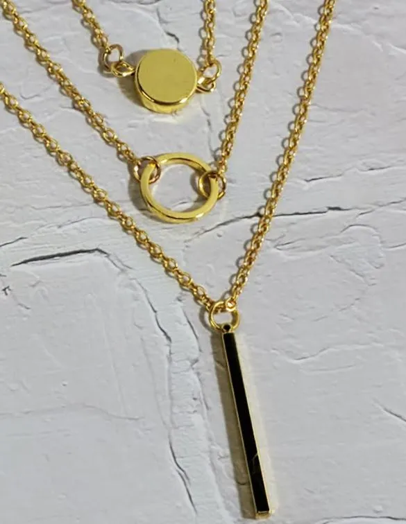 Necklaces polly AZ676 Gold Multi Layer Necklace with FREE EARRINGS