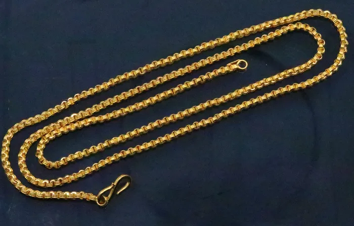 Necklaces solid 22karat yellow gold handmade amazing rolo link chain necklace unisex 24 inches long chain gifting collection from india ch216 TRIBAL ORNAMENTS