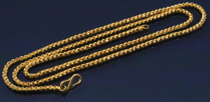 Necklaces solid 22karat yellow gold handmade amazing rolo link chain necklace unisex 24 inches long chain gifting collection from india ch216 TRIBAL ORNAMENTS
