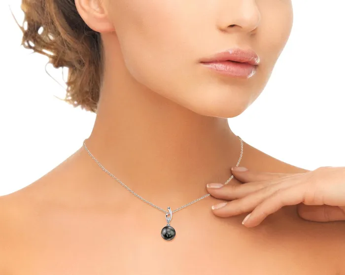 Necklaces spt Black Tahitian Pearl Diamond Asterie Pendant