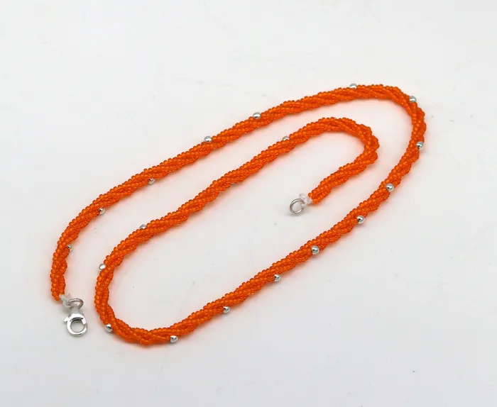 Necklaces TRIBAL ORNAMENTS 19 925 sterling silver galaxy necklace triple strands semi precious stone beads with randomly placed silver beads necklace set136