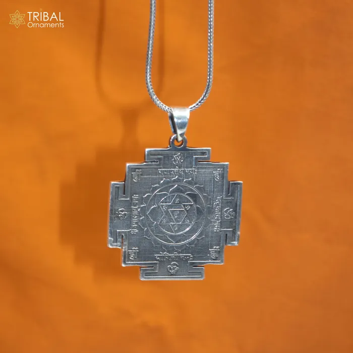 Necklaces TRIBAL ORNAMENTS 925 sterling silver handmade Baglamukhi maha Yantram Silver Pendant with chain tribal jewellery nsp1042