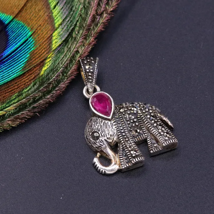 Necklaces TRIBAL ORNAMENTS 925 sterling silver handmade gorgeous Elephant pendant awesome unisex daily use jewelry from Rajasthan India nsp40 nsp40