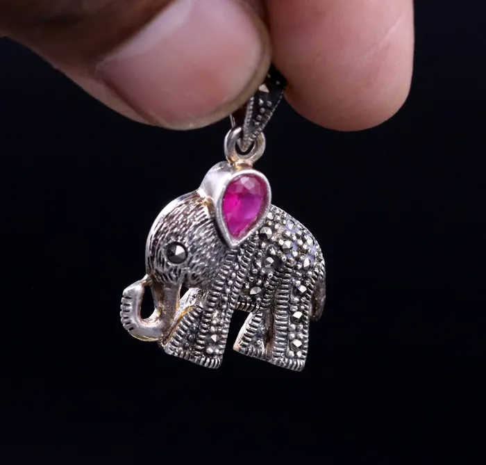 Necklaces TRIBAL ORNAMENTS 925 sterling silver handmade gorgeous Elephant pendant awesome unisex daily use jewelry from Rajasthan India nsp40 nsp40