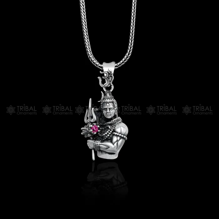 Necklaces TRIBAL ORNAMENTS 925 Sterling silver handmade lord maha deva pendantnsp853