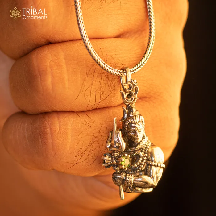 Necklaces TRIBAL ORNAMENTS 925 Sterling silver handmade lord maha deva pendantnsp853