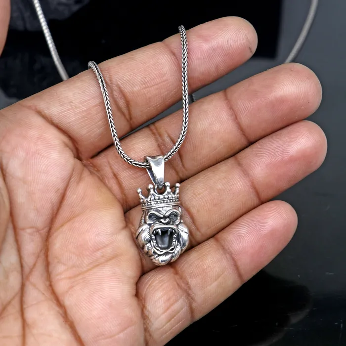 Necklaces TRIBAL ORNAMENTS 925 Sterling silver handmade unique design king kong pendant nsp877