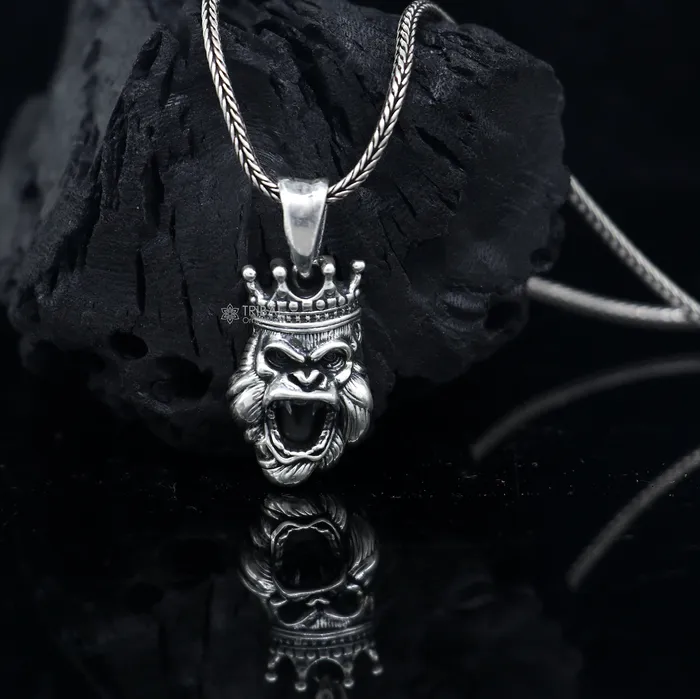 Necklaces TRIBAL ORNAMENTS 925 Sterling silver handmade unique design king kong pendant nsp877