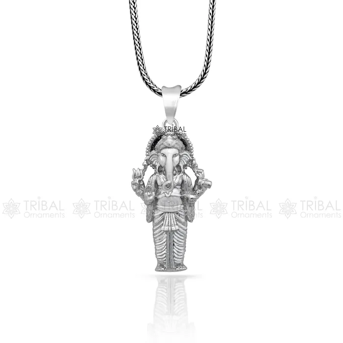 Necklaces TRIBAL ORNAMENTS 925 sterling silver Lord Ganesha standing design pendant necklace Lord Ganesha unique style handmade pendant for unisex gift Nsp824 Necklaces TRIBAL ORNAMENTS 925 sterling silver Lord Ganesha standing design pendant necklace Lord Ganesha unique style handmade pendant for unisex gift Nsp824