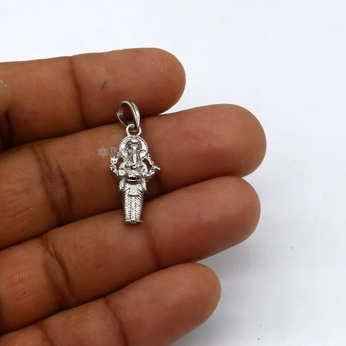 Necklaces TRIBAL ORNAMENTS 925 sterling silver Lord Ganesha standing design pendant necklace Lord Ganesha unique style handmade pendant for unisex gift Nsp824