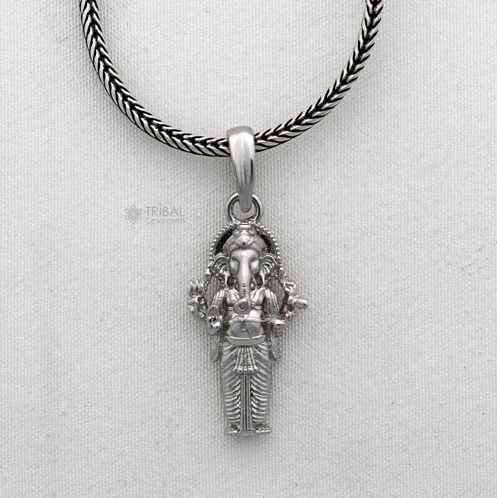 Necklaces TRIBAL ORNAMENTS 925 sterling silver Lord Ganesha standing design pendant necklace Lord Ganesha unique style handmade pendant for unisex gift Nsp824