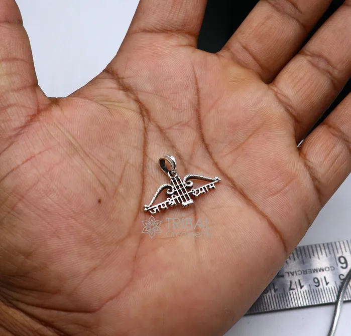 Necklaces TRIBAL ORNAMENTS 925 sterling silver Trendy Divine Khatushyam ji Dhanush pendant unique Jai Shree Shyam pendant for both girls and boys jewelry ssp623