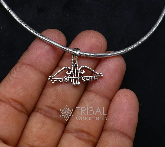 Necklaces TRIBAL ORNAMENTS 925 sterling silver Trendy Divine Khatushyam ji Dhanush pendant unique Jai Shree Shyam pendant for both girls and boys jewelry ssp623