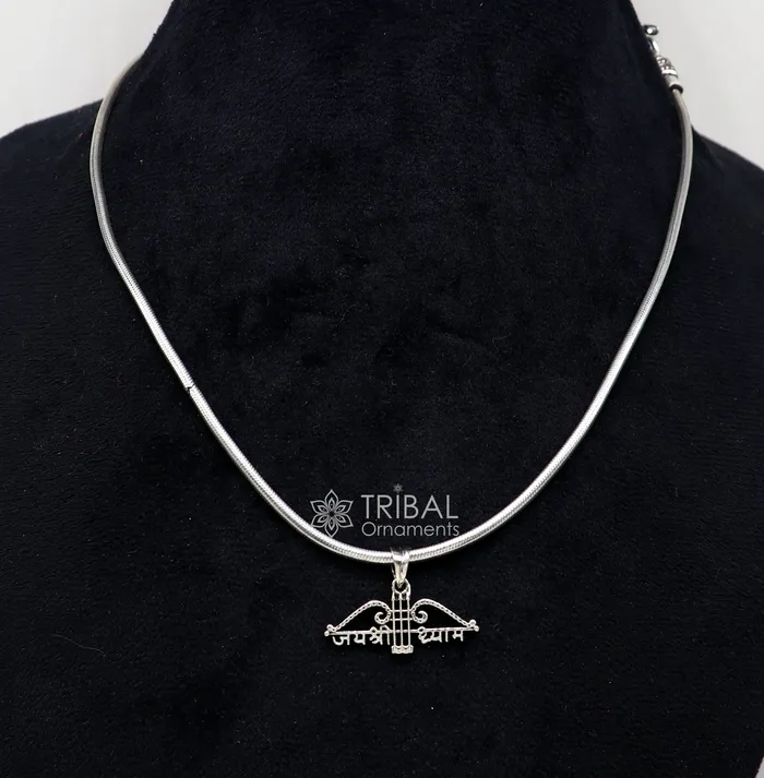 Necklaces TRIBAL ORNAMENTS 925 sterling silver Trendy Divine Khatushyam ji Dhanush pendant unique Jai Shree Shyam pendant for both girls and boys jewelry ssp623