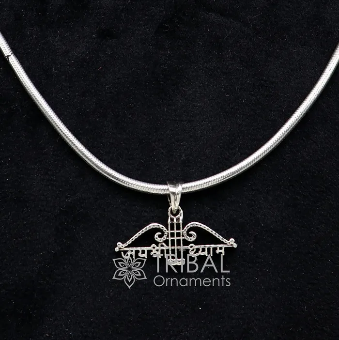 Necklaces TRIBAL ORNAMENTS 925 sterling silver Trendy Divine Khatushyam ji Dhanush pendant unique Jai Shree Shyam pendant for both girls and boys jewelry ssp623