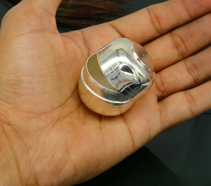 Necklaces TRIBAL ORNAMENTS 999 fine silver handmade gorgeous prasad box for god trinket box container box brides gifting jewelry box solid silver article stb94