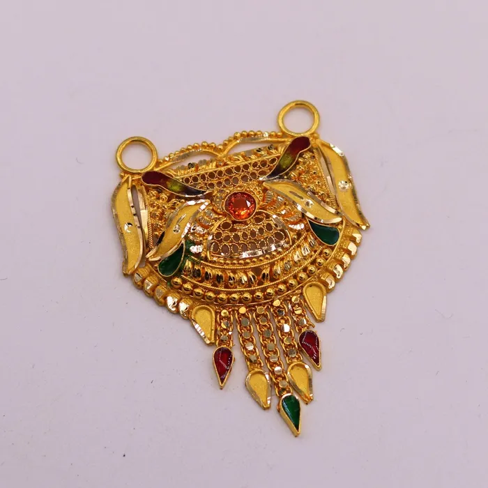Necklaces TRIBAL ORNAMENTS Antique desing Genuine certified 22kt yellow gold filigree work meenakari pendant necklace traditional art of indian tribal jewelry gp15