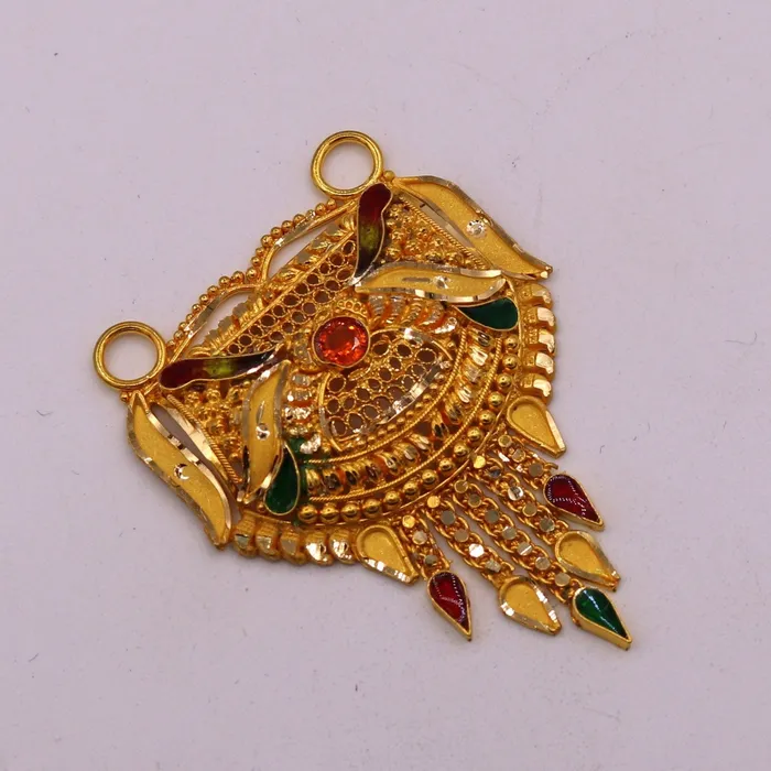 Necklaces TRIBAL ORNAMENTS Antique desing Genuine certified 22kt yellow gold filigree work meenakari pendant necklace traditional art of indian tribal jewelry gp15