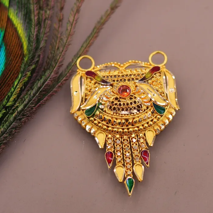 Necklaces TRIBAL ORNAMENTS Antique desing Genuine certified 22kt yellow gold filigree work meenakari pendant necklace traditional art of indian tribal jewelry gp15