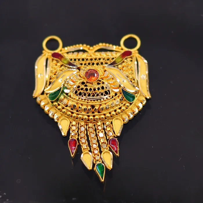 Necklaces TRIBAL ORNAMENTS Antique desing Genuine certified 22kt yellow gold filigree work meenakari pendant necklace traditional art of indian tribal jewelry gp15