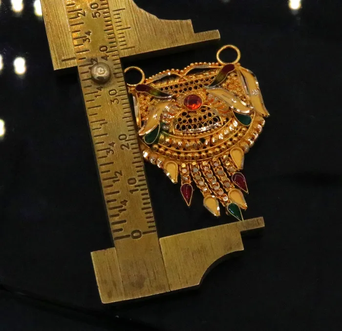 Necklaces TRIBAL ORNAMENTS Antique desing Genuine certified 22kt yellow gold filigree work meenakari pendant necklace traditional art of indian tribal jewelry gp15