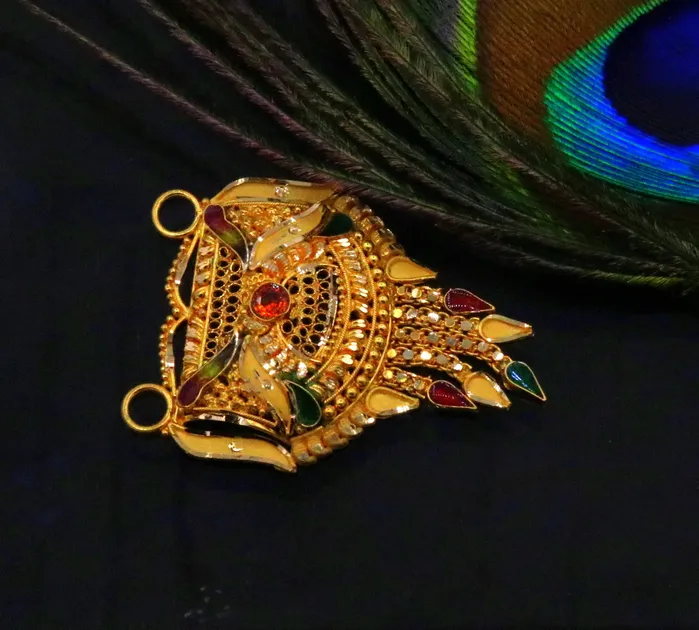 Necklaces TRIBAL ORNAMENTS Antique desing Genuine certified 22kt yellow gold filigree work meenakari pendant necklace traditional art of indian tribal jewelry gp15