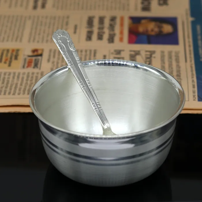 Necklaces TRIBAL ORNAMENTS Exclusive 999 pure silver handmade utensils bowl and spoon kitchen serving bowl silver vessel baby feeding baby healthy tumbler sv92