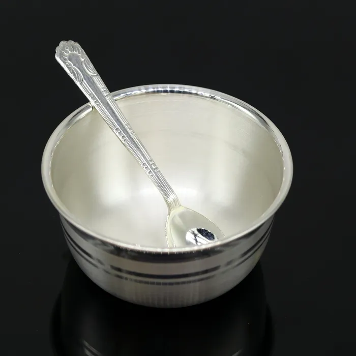 Necklaces TRIBAL ORNAMENTS Exclusive 999 pure silver handmade utensils bowl and spoon kitchen serving bowl silver vessel baby feeding baby healthy tumbler sv92