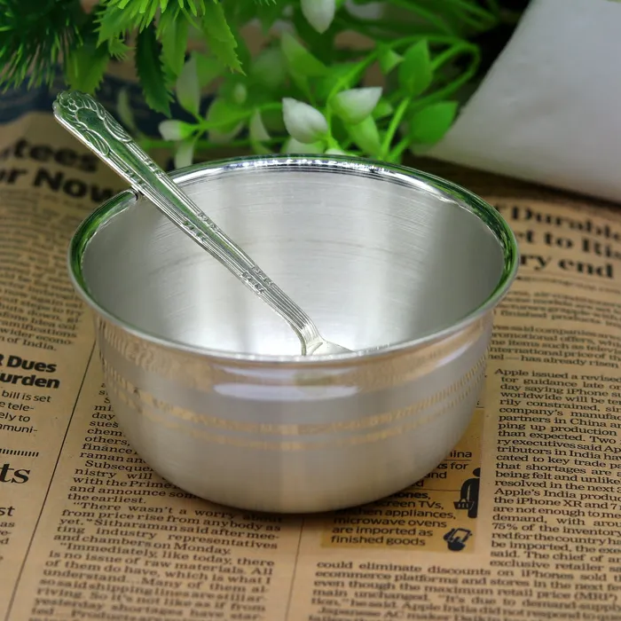 Necklaces TRIBAL ORNAMENTS Exclusive 999 pure silver handmade utensils bowl and spoon kitchen serving bowl silver vessel baby feeding baby healthy tumbler sv92