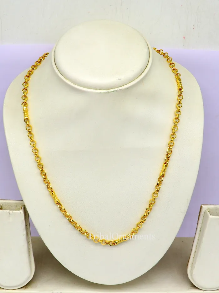 Necklaces TRIBAL ORNAMENTS Fabulous 22kt yellow gold handmade Customized rolo cable link necklace chain best gift for unsex royal India custom jewelry ch236